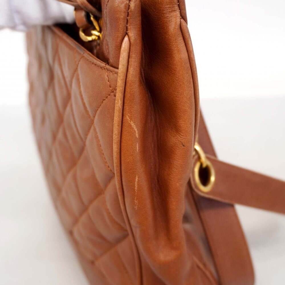 CHANEL Brown Lambskin Leather Tote Bag - Picture 8 of 12